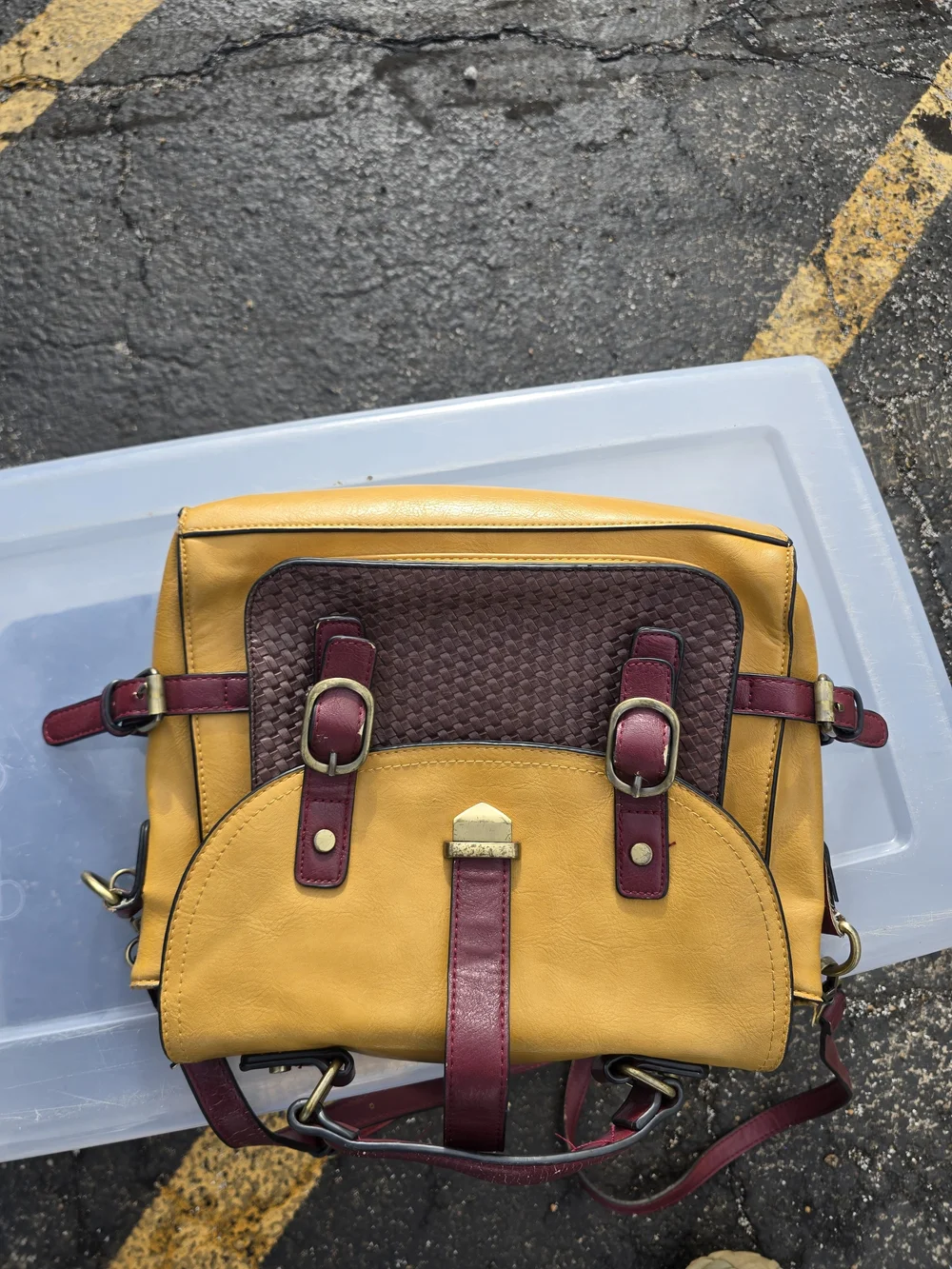ModCloth‎ Yellow and Burgundy Woven-Accent Satchel